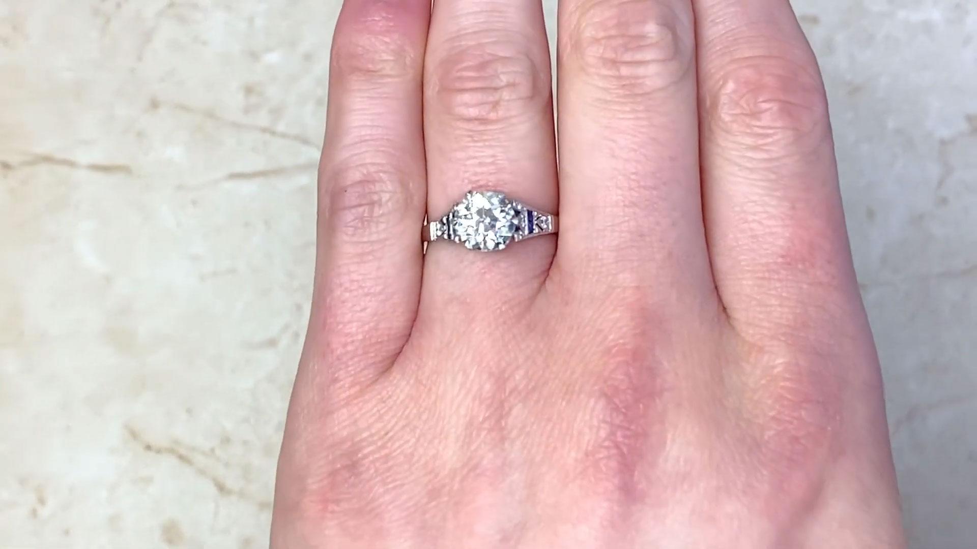 Bague de fiançailles en platine avec diamant taille européenne ancienne (environ 1,6 carat) en vente 1