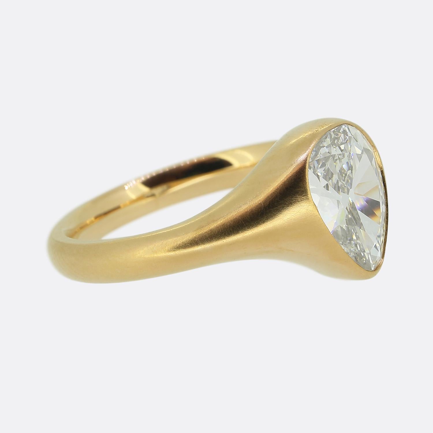 1,60 Karat Diamant Solitär-Ring mit altem Birnenschliff (Tropfenschliff) im Angebot
