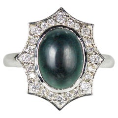 1.60 Carat Oval Cut Dark Green Opal Ring