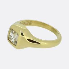 Antique 1.60ct Peruzzi Cut Diamond Solitaire Ring in 18ct Yellow Gold