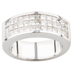 1.60 Carat Princess Diamond Invisible Set Plaque Ring in White Gold
