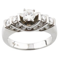 1.60 Carat Round Brilliant Diamond Engagement Ring Set in 14 Karat White Gold