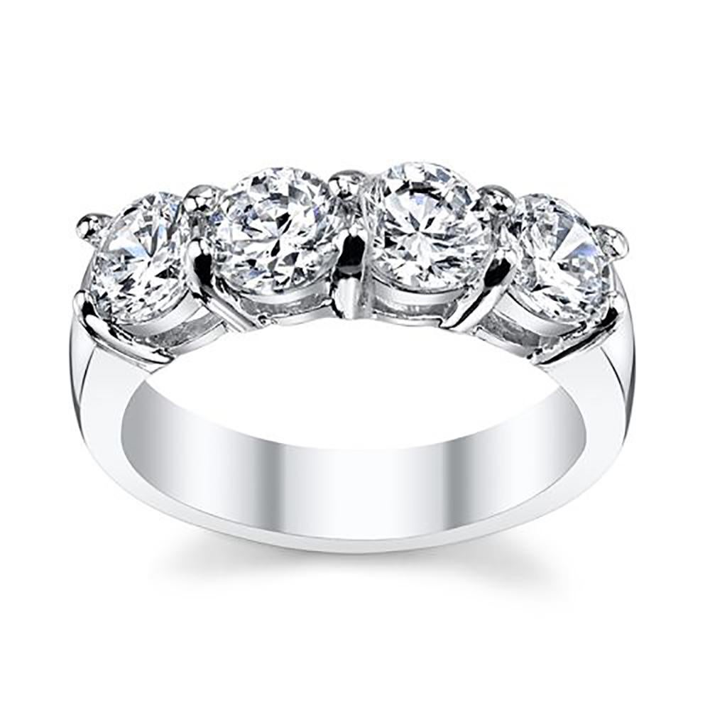For Sale:  1.60 Carat Round Cut 4-Stone Diamond Band Shared Prong 4