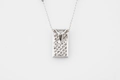 1.60 Carat Round Diamond Plaque Pendant in White Gold with Chain