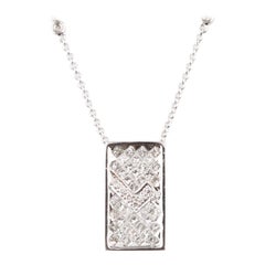 1.60 Carat Round Diamond Plaque Pendant in White Gold with Chain