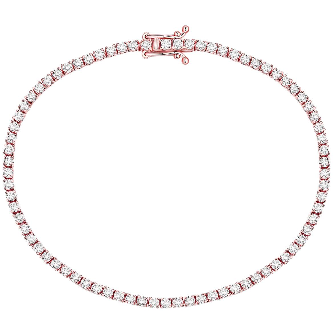 1.60 Carat Round Diamond Tennis Bracelet 18 Karat Rose Gold Link Bracelet For Sale