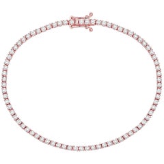 Bracelet tennis à maillons en or rose 18 carats avec diamants ronds de 1,60 carat