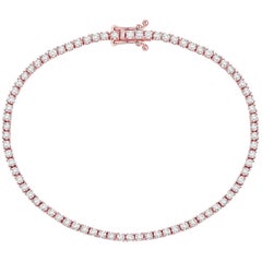 1.60 Carat Round Diamond Tennis Bracelet 18 Karat Rose Gold Link Bracelet