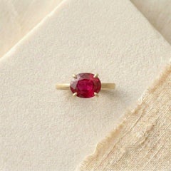 1.60 Carat Ruby Ring 14K Yellow Gold Matte Finish Natural Ruby Solitaire Ring