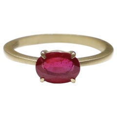 1.60 Carat Ruby Ring 14K Yellow Gold Matte Finish Natural Ruby Solitaire Ring