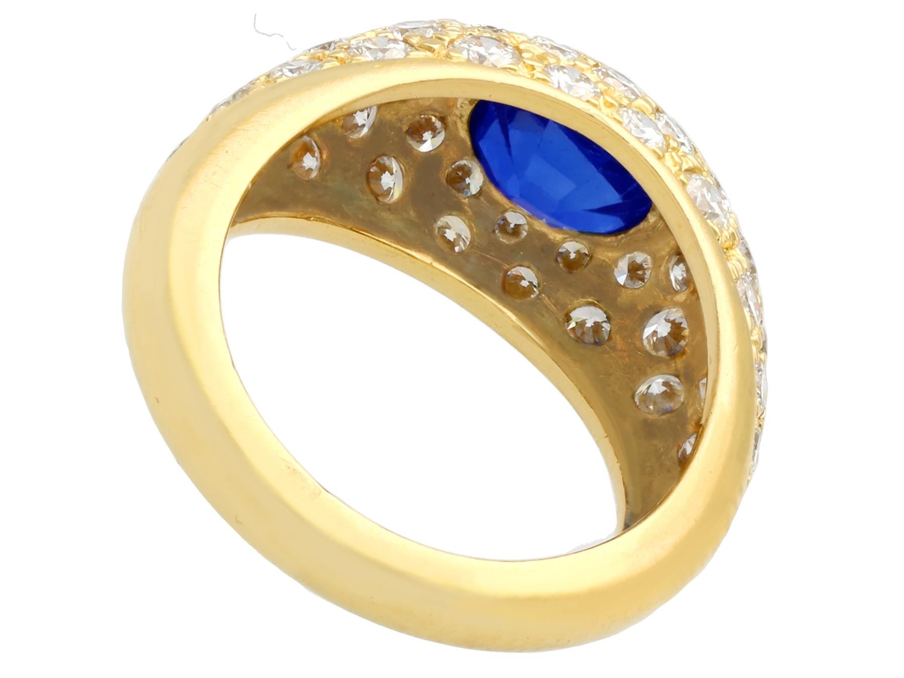 1.60 Carat Oval Cut Sapphire 1.20 Carat Diamond 18k Yellow Gold Cocktail Ring In Excellent Condition For Sale In Jesmond, Newcastle Upon Tyne