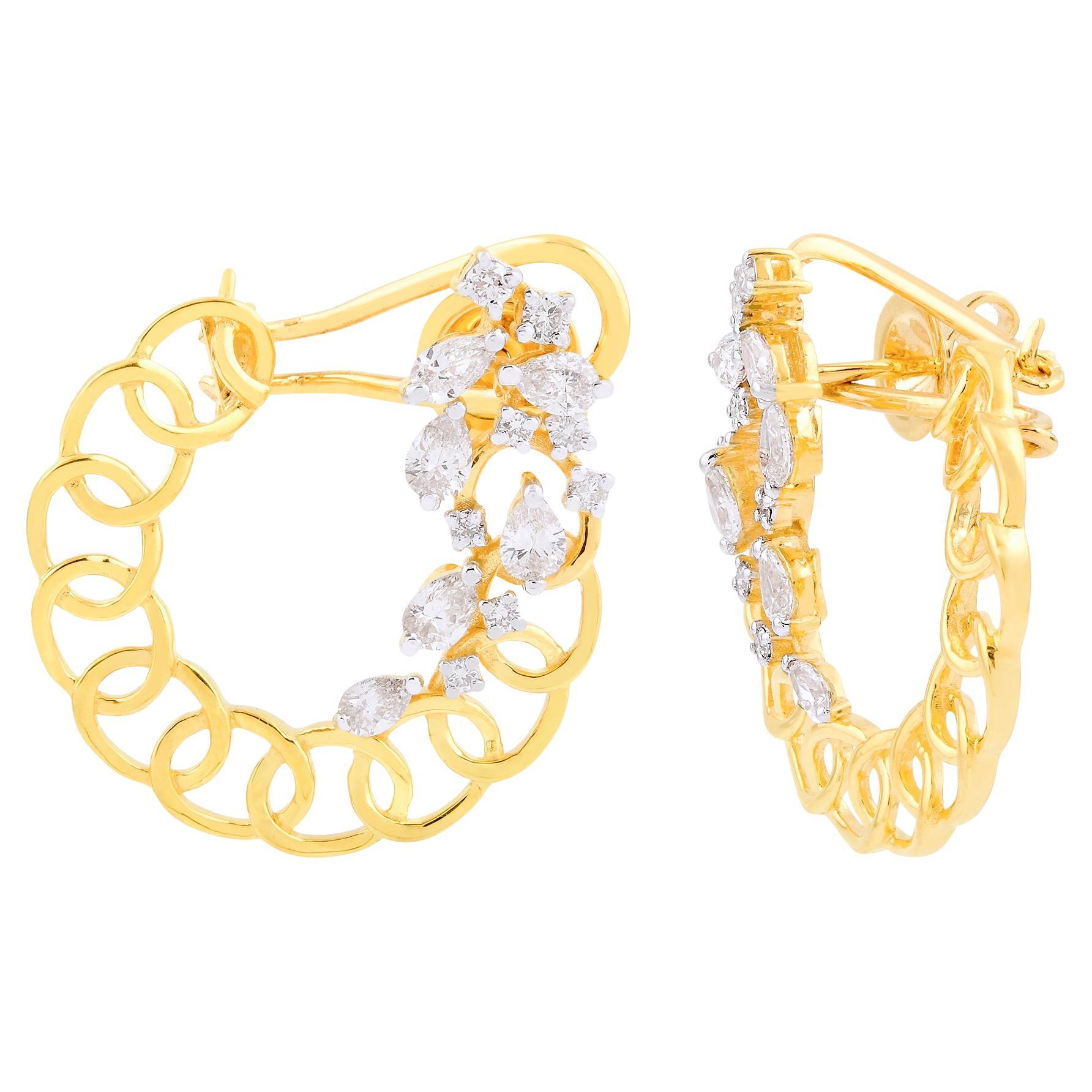 1.60 Carat SI Clarity HI Color Diamond Big Round Stud Earrings 14k Yellow Gold For Sale
