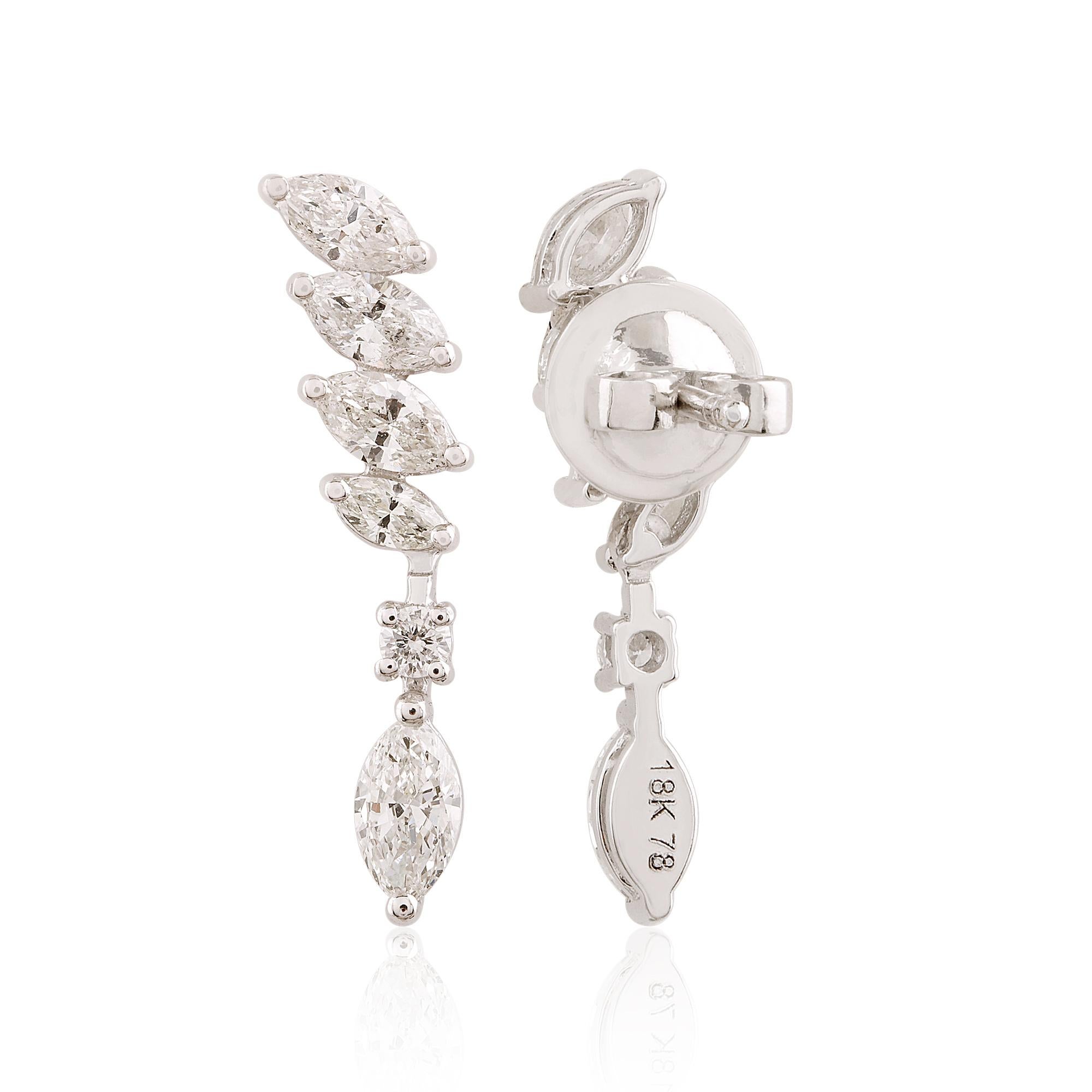 Item Code :- SJEE-10230
Gross Weight :- 3.23 gm
18k White Gold Weight :- 2.91 gm
Diamond Weight :- 1.60 Carat  ( AVERAGE DIAMOND CLARITY SI1-SI2 & COLOR H-I )
Earrings Length :- 23 mm approx.
✦ Sizing
.....................
We can adjust most items