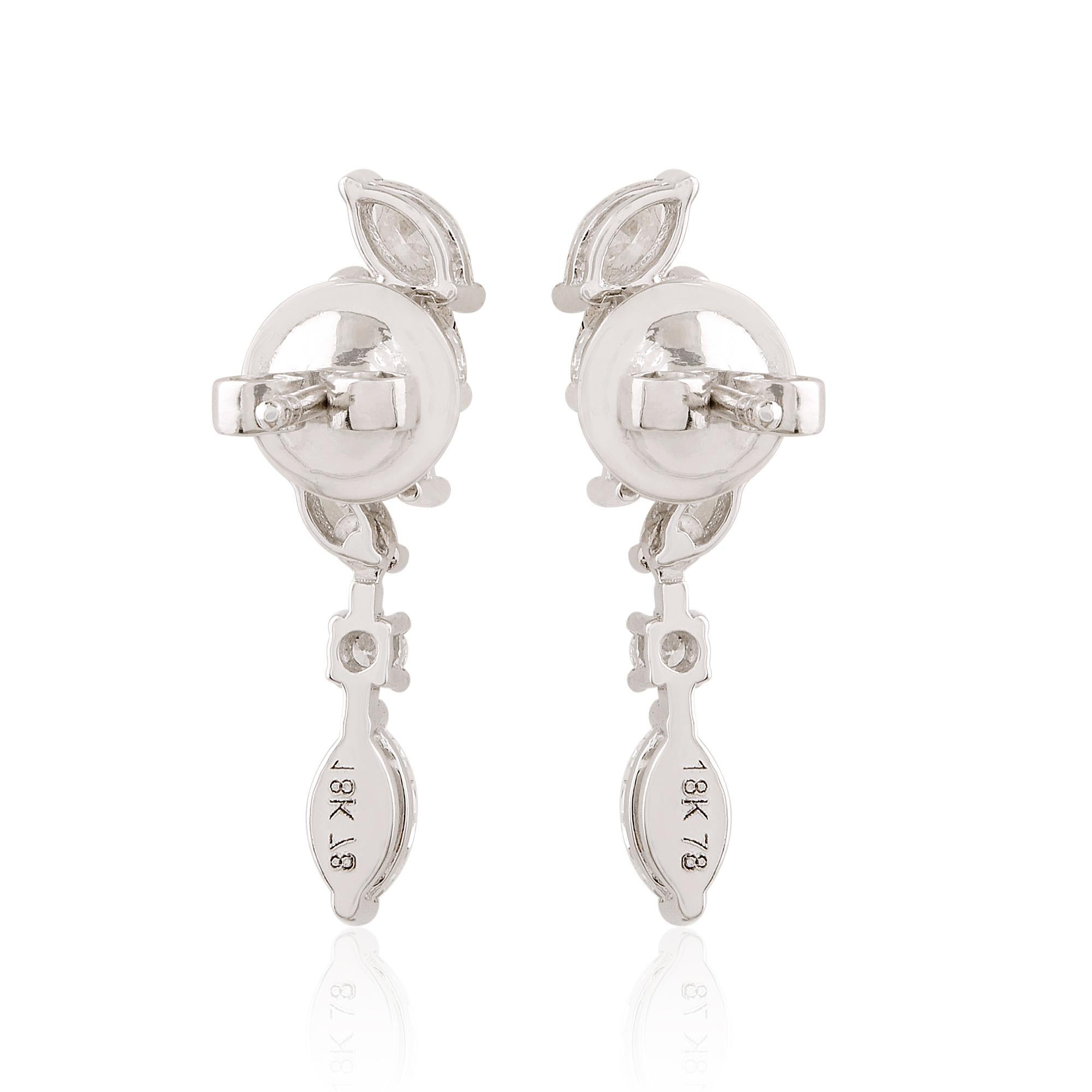 1.60 Carat SI Clarity HI Color Marquise Diamond Earrings 18 Karat White Gold en Nuevo estado para la venta en Diera, Dubai