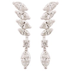 1.60 Carat SI Clarity HI Color Marquise Diamond Earrings 18 Karat White Gold