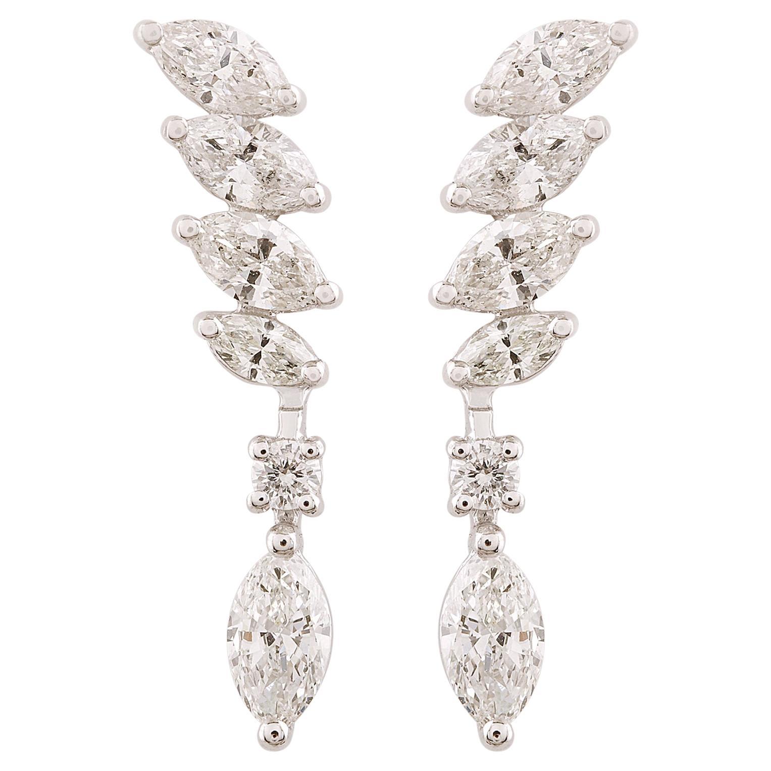 1.60 Carat SI Clarity HI Color Marquise Diamond Earrings 18 Karat White Gold en venta