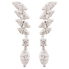 1.60 Carat SI Clarity HI Color Marquise Diamond Earrings 18 Karat White Gold