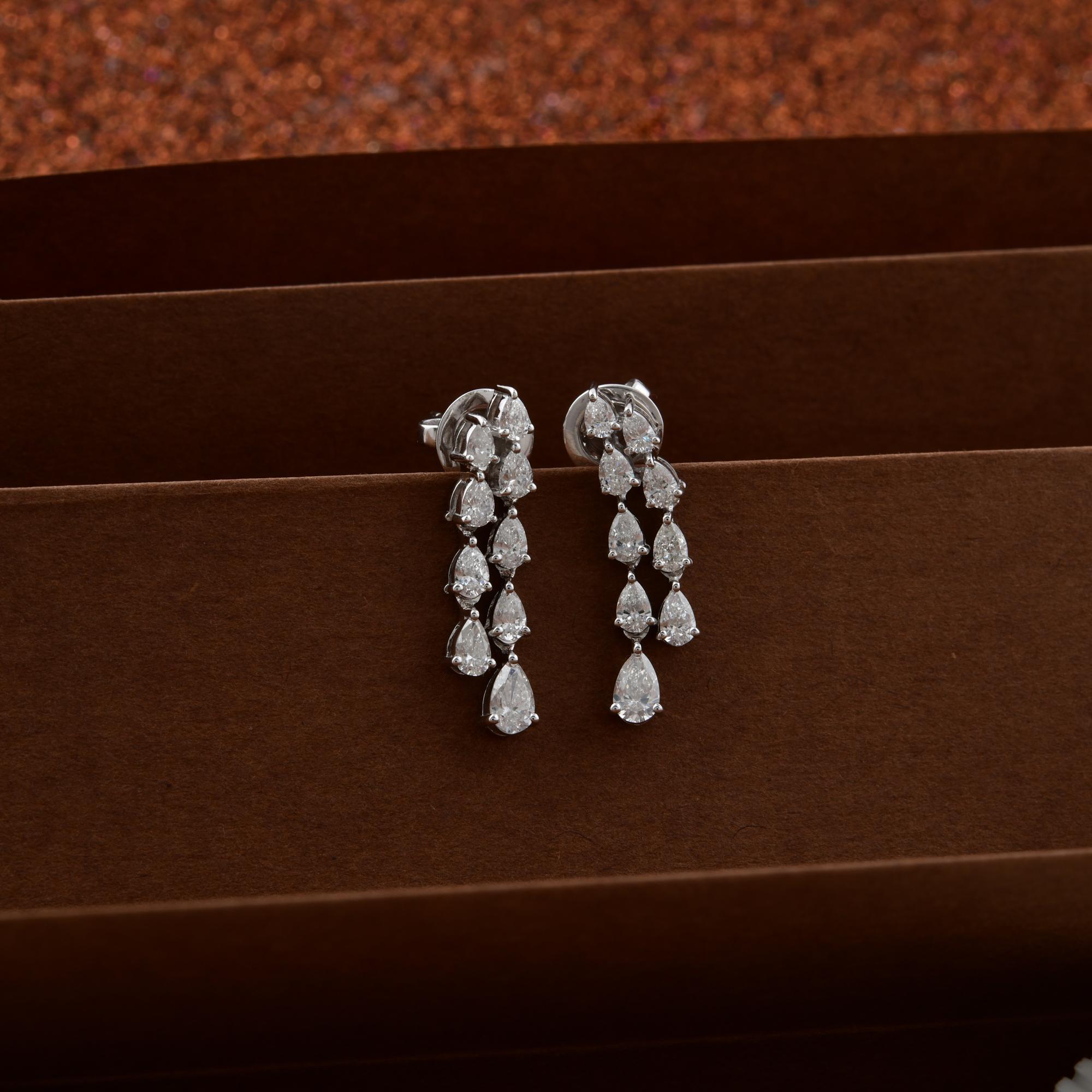 Modern 1.60 Carat SI Clarity HI Color Pear Diamond Earrings 14 Karat White Gold Jewelry For Sale