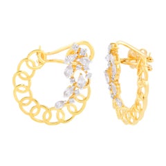 1.60ct SI Clarity HI Color Natural Diamond Open Hoop Earrings 18k Yellow Gold