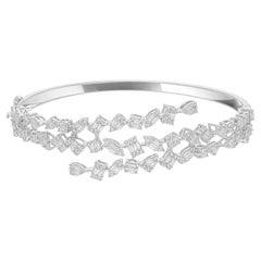 1.60 Carat SI/H Baguette Brilliant Cut Diamond Bangle Bracelet 14k White Gold