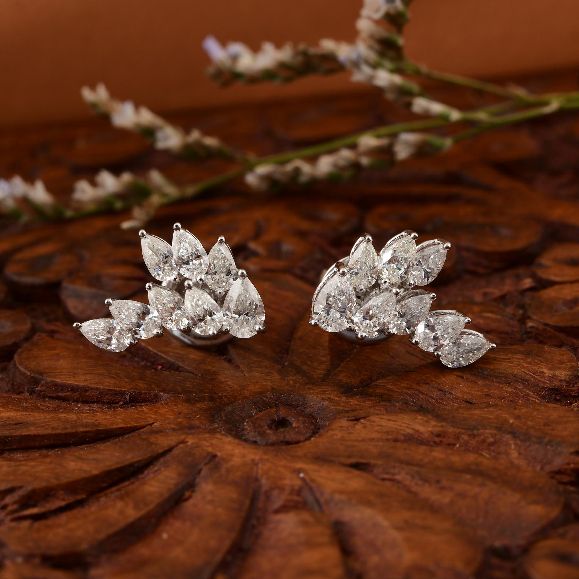 Modern 1.60 Carat SI/H Pear Shape Diamond Stud Earrings 18 Karat White Gold Jewelry For Sale