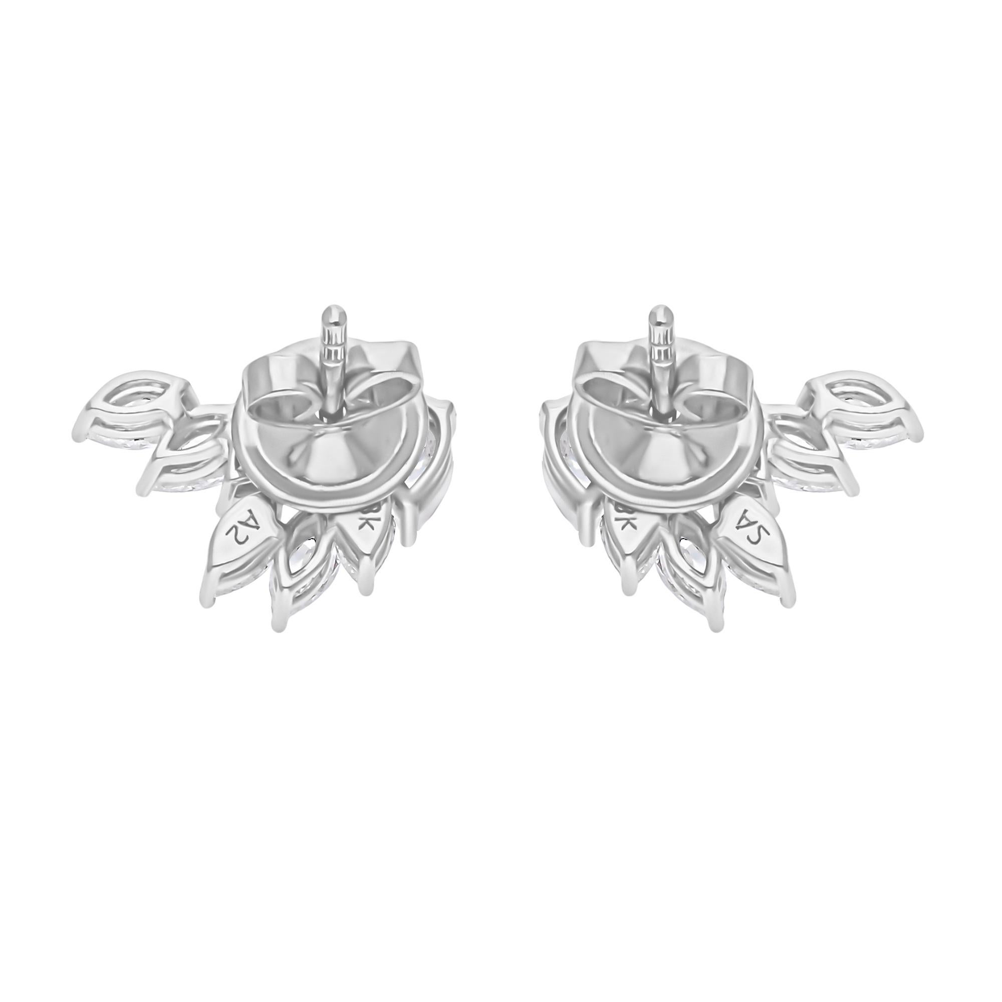 Pear Cut 1.60 Carat SI/H Pear Shape Diamond Stud Earrings 18 Karat White Gold Jewelry For Sale