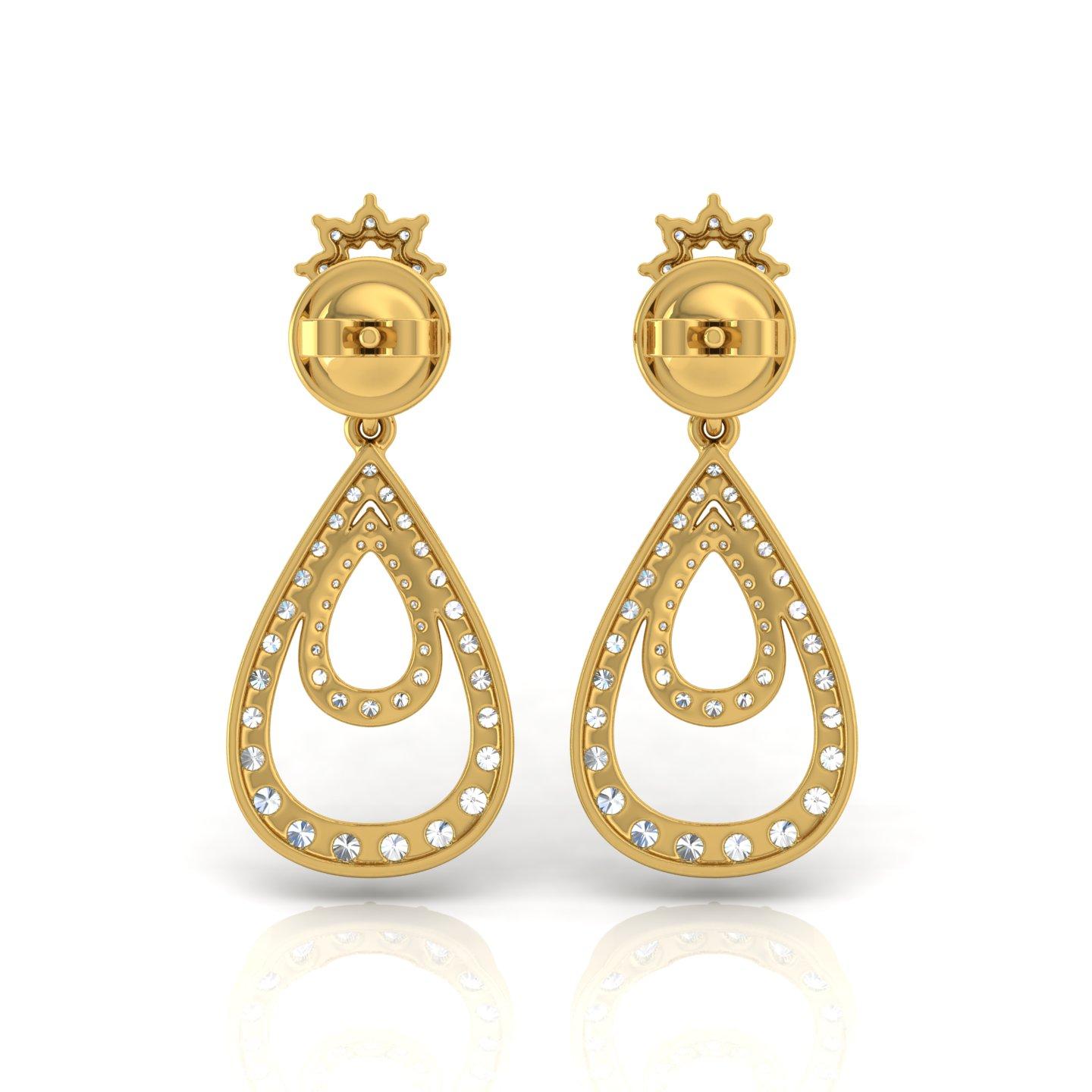 Round Cut 1.60 Carat SI/H Round Brilliant Cut Diamond Earrings 18k Yellow Gold Jewelry For Sale