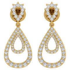Pendientes de diamantes talla brillante redonda SI/H de 1,60 quilates Joyas de oro amarillo de 18k