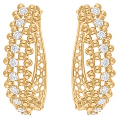 Orecchini a cerchio con diamanti taglio brillante rotondo da 1,60 carati SI/H Oro giallo 18 carati