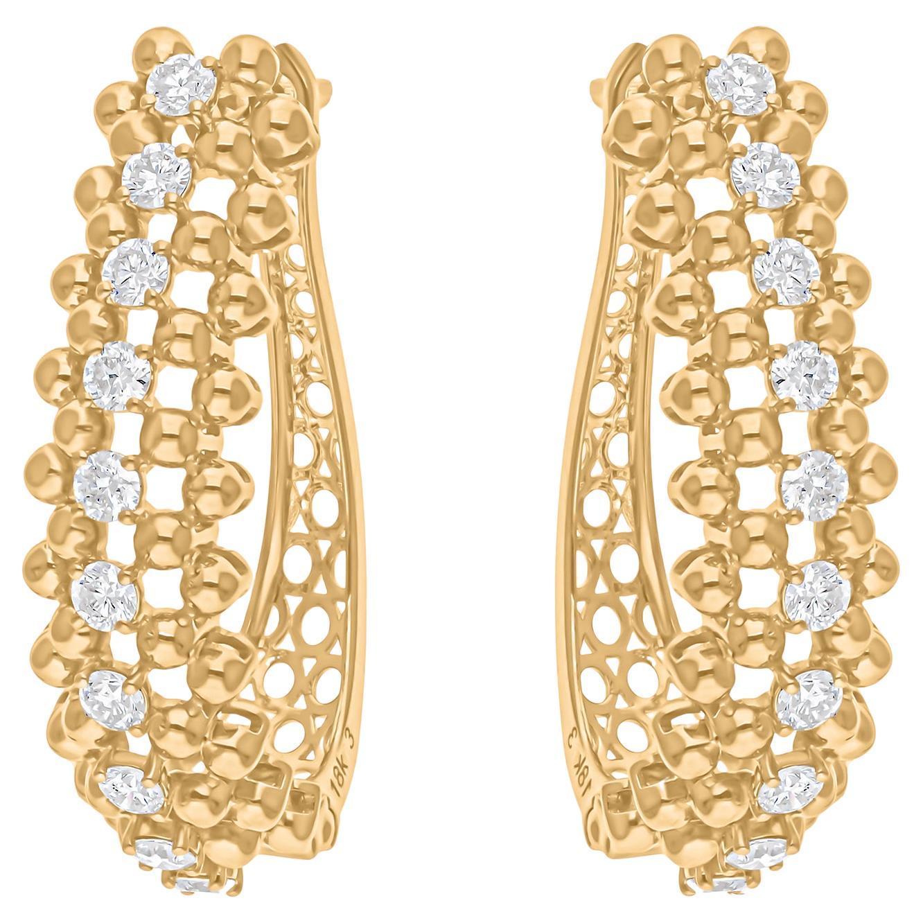 1.60 Carat SI/H Round Brilliant Cut Diamond Hoop Earrings 18 Karat Yellow Gold