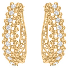 Pendientes de aro de diamantes talla brillante redonda SI/H de 1,60 quilates Oro amarillo de 18 quilates