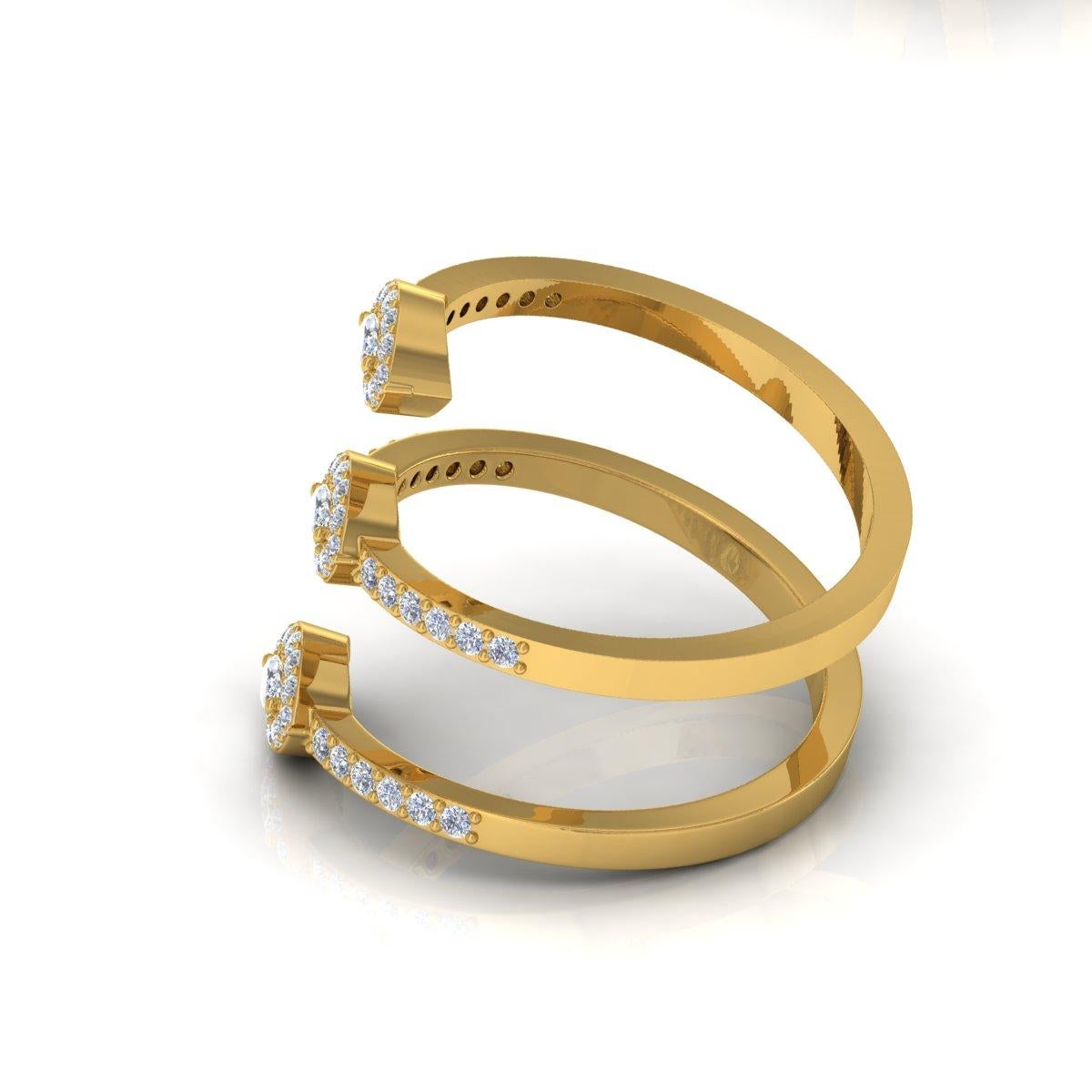 For Sale:  1.60 Carat SI/HI Marquise Round Diamond Spiral Ring 18 Karat Yellow Gold Jewelry 2
