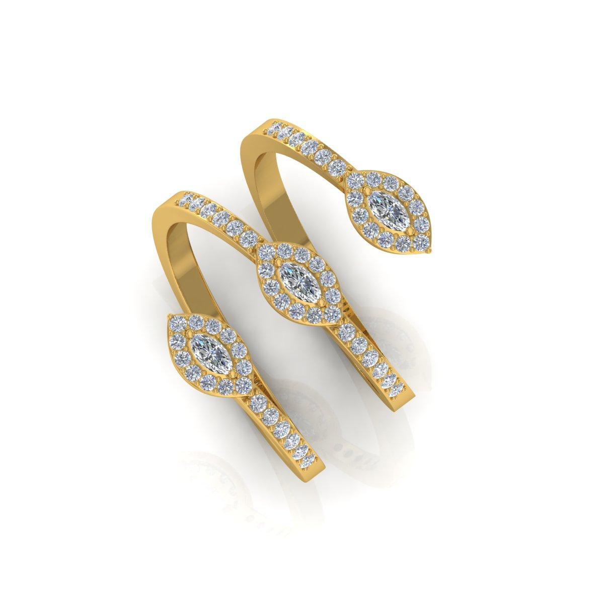 For Sale:  1.60 Carat SI/HI Marquise Round Diamond Spiral Ring 18 Karat Yellow Gold Jewelry 3