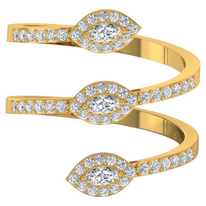 For Sale:  1.60 Carat SI/HI Marquise Round Diamond Spiral Ring 18 Karat Yellow Gold Jewelry