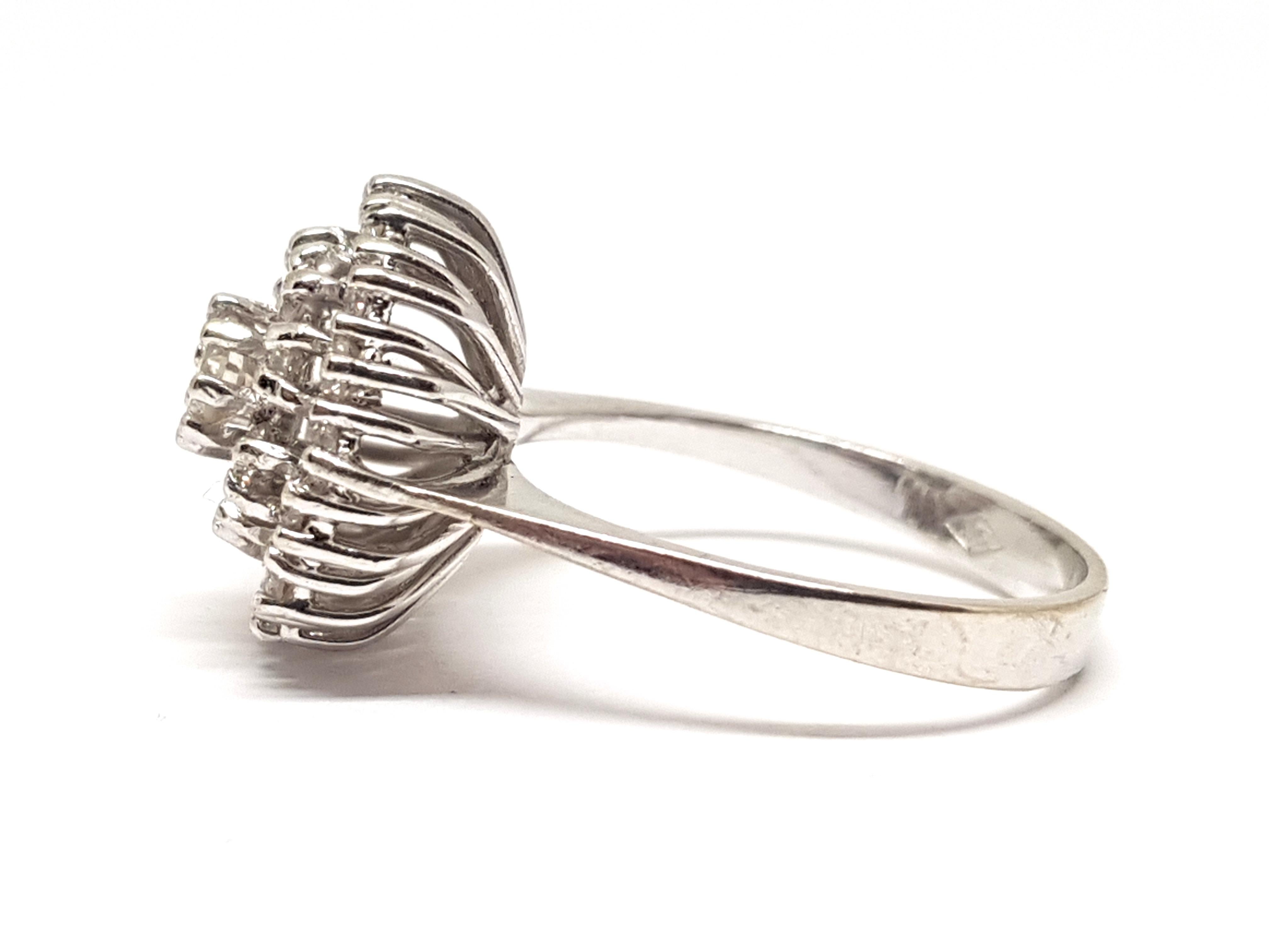 Women's 1.60 Carat White Gold Diamond Cluster Ring For Sale
