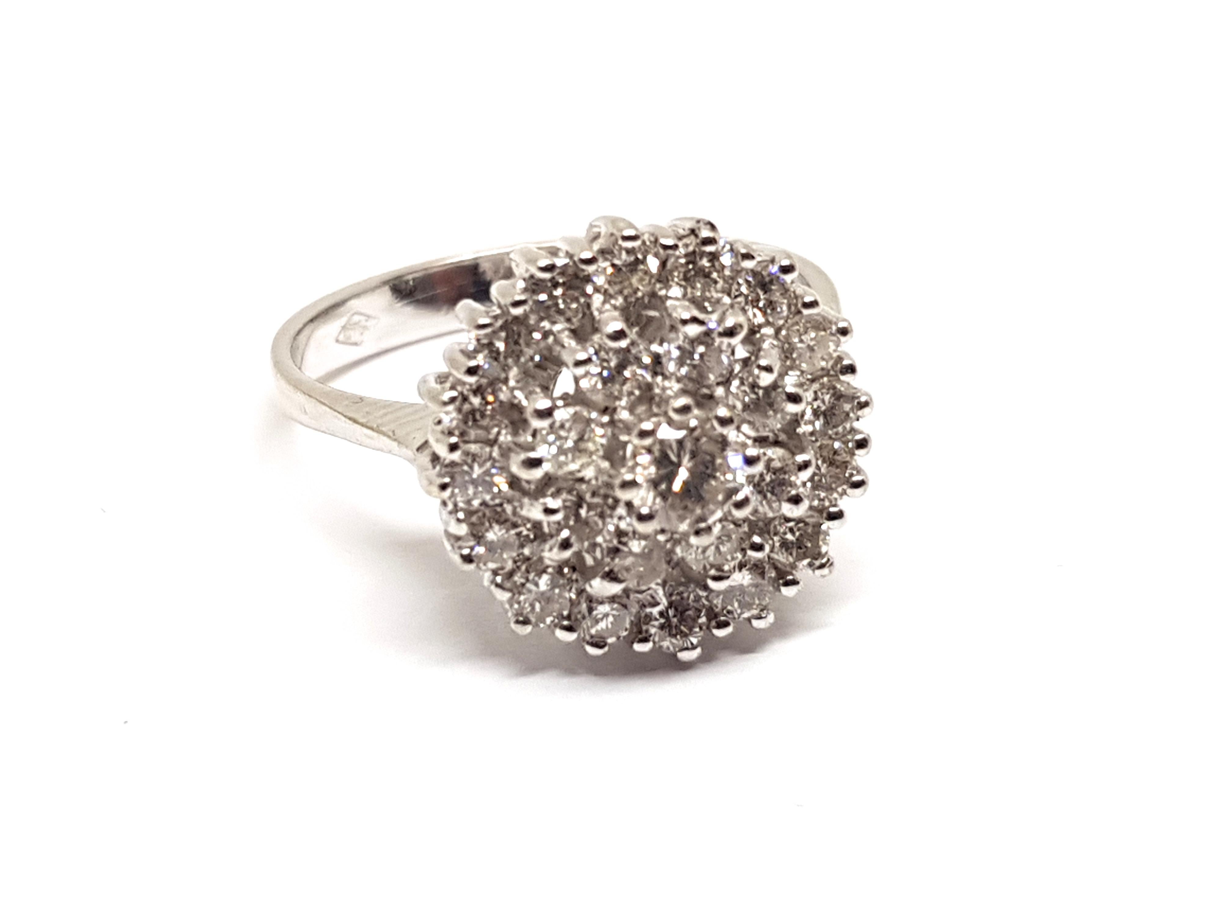 1.60 Carat White Gold Diamond Cluster Ring For Sale 2