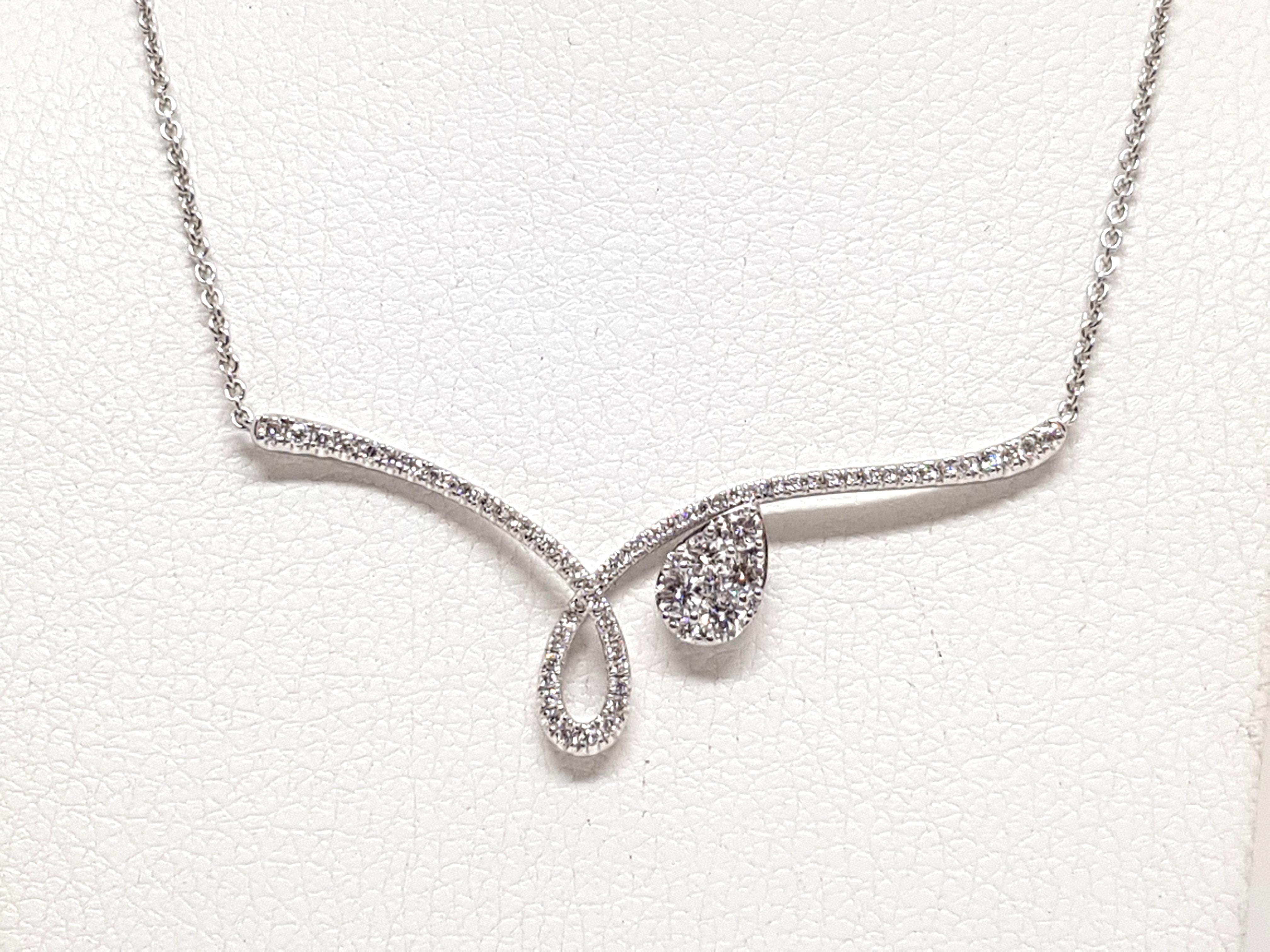 1.60 Carat White Gold Diamond Necklace In New Condition For Sale In Antwerp, BE