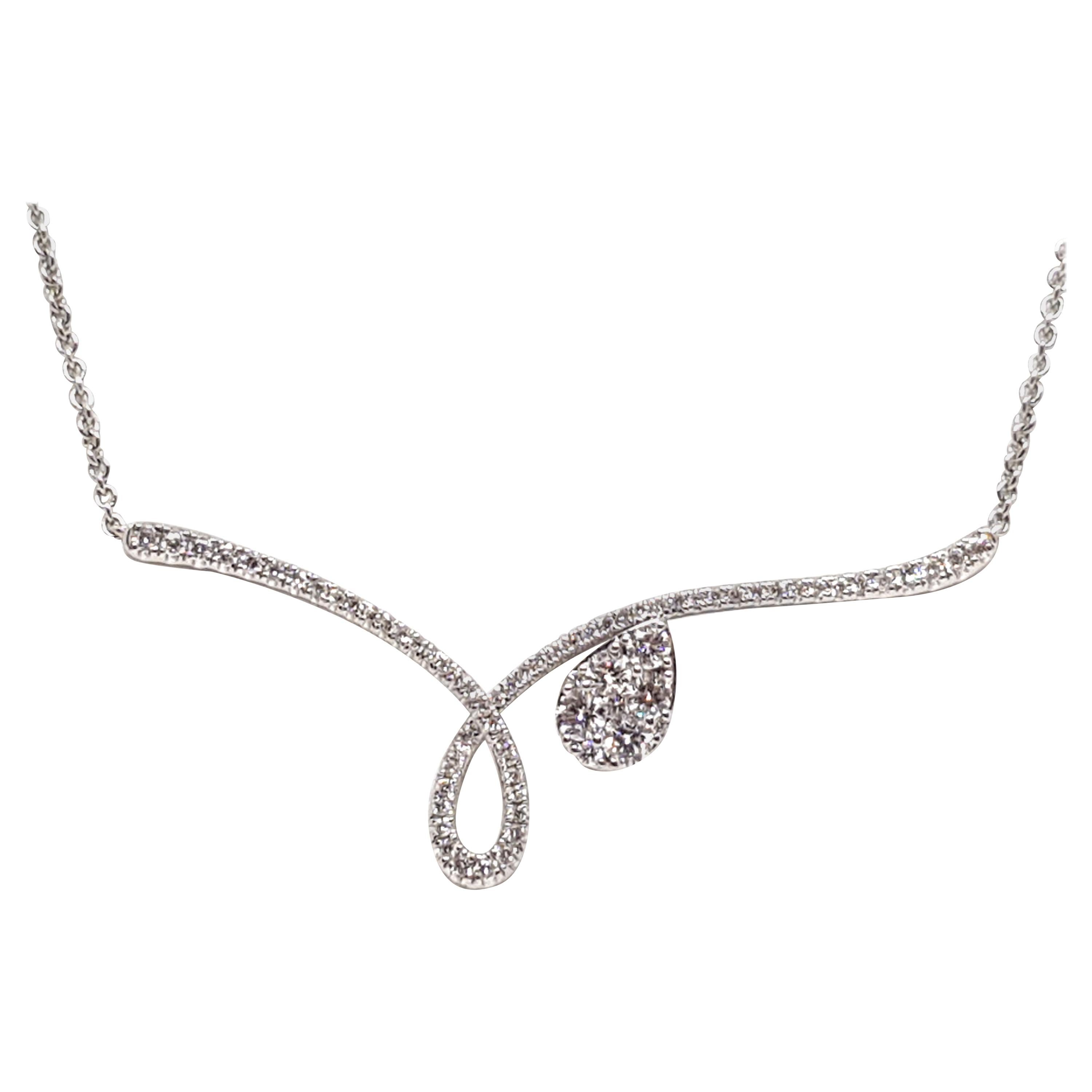 1.60 Carat White Gold Diamond Necklace For Sale