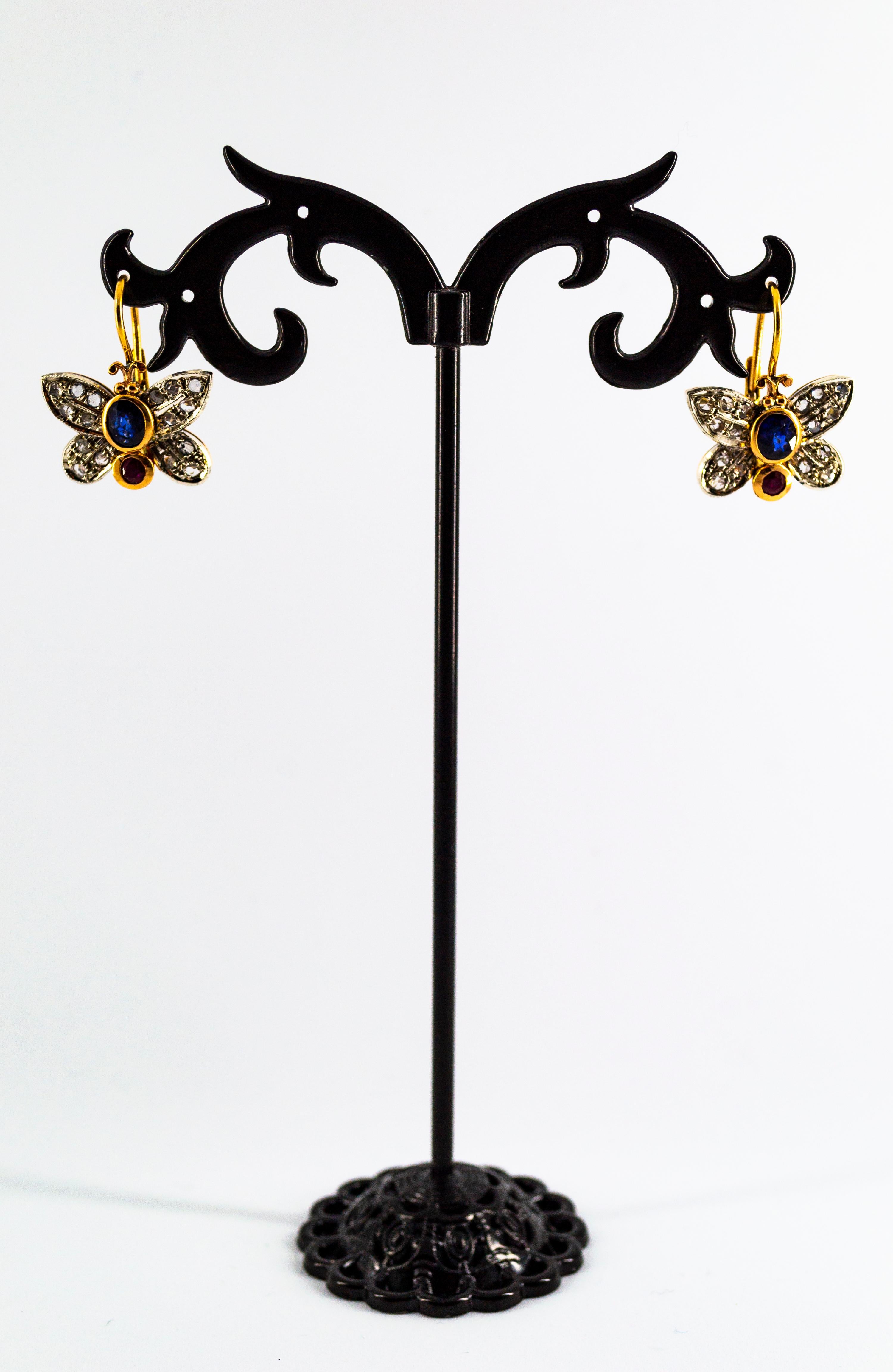 Boucles d'oreilles « papillon » en or jaune avec diamants blancs taille rose et émeraudes de 1,60 carat en vente 9