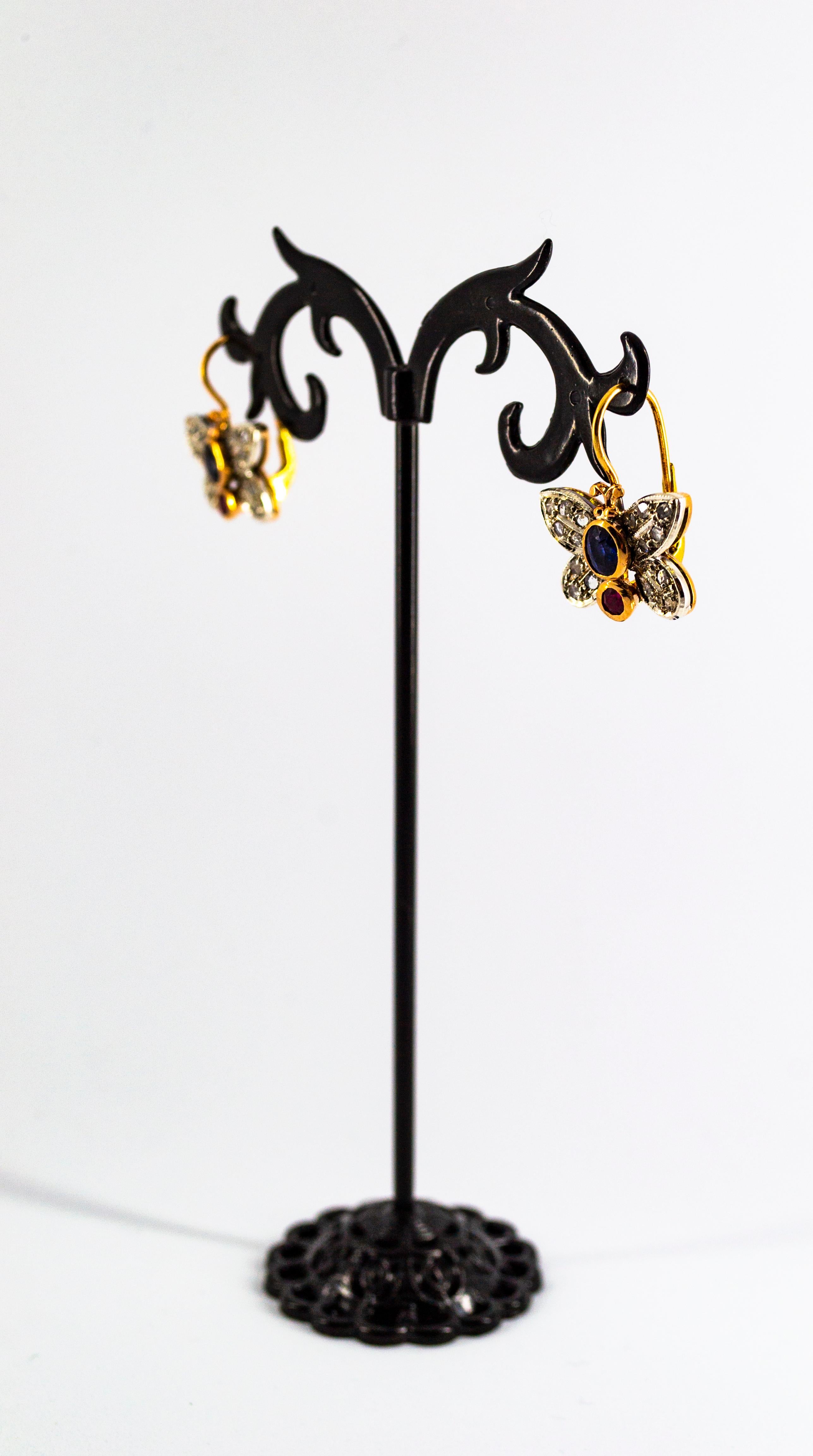 Boucles d'oreilles « papillon » en or jaune avec diamants blancs taille rose et émeraudes de 1,60 carat en vente 11