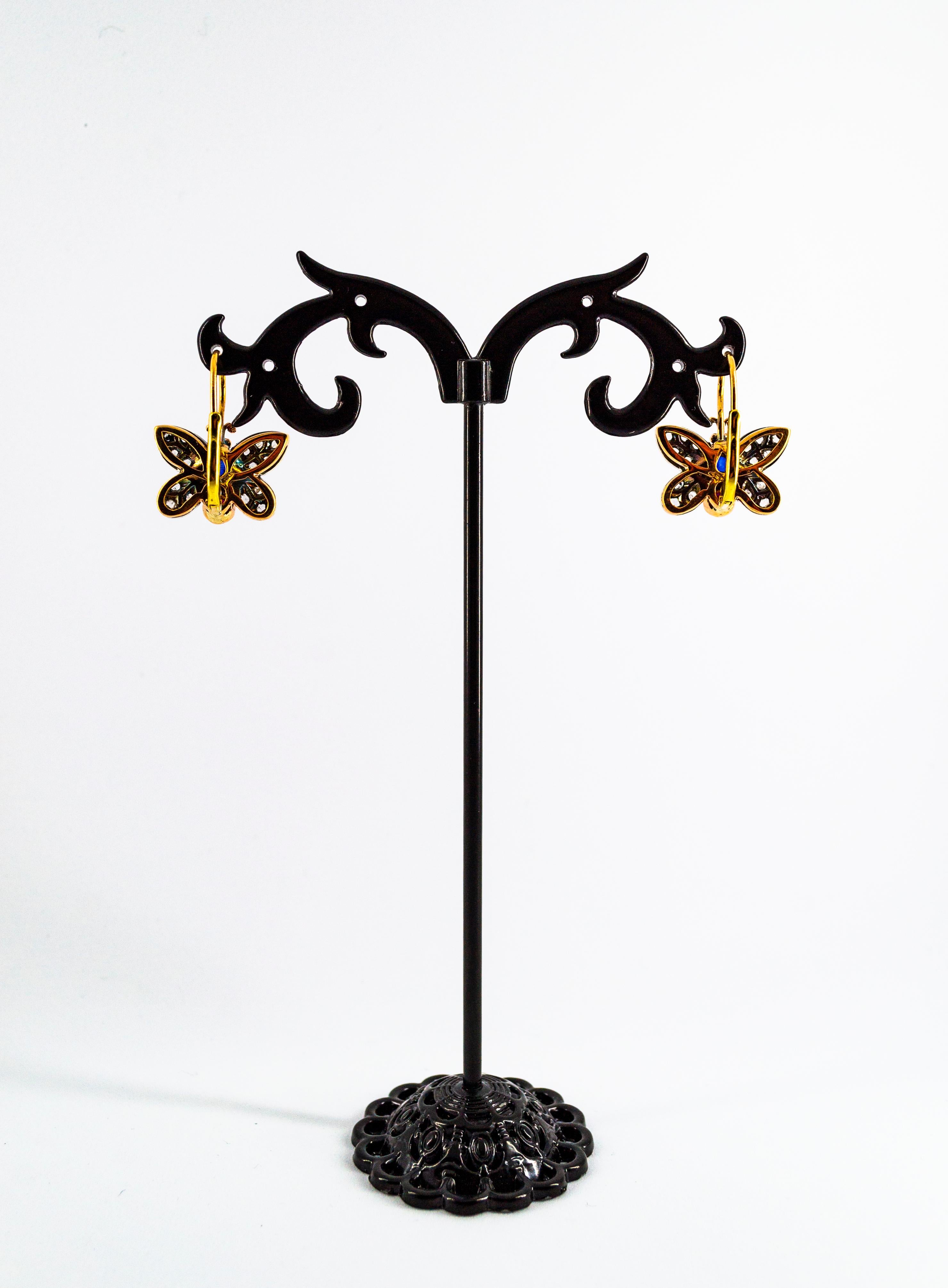 Boucles d'oreilles « papillon » en or jaune avec diamants blancs taille rose et émeraudes de 1,60 carat en vente 12