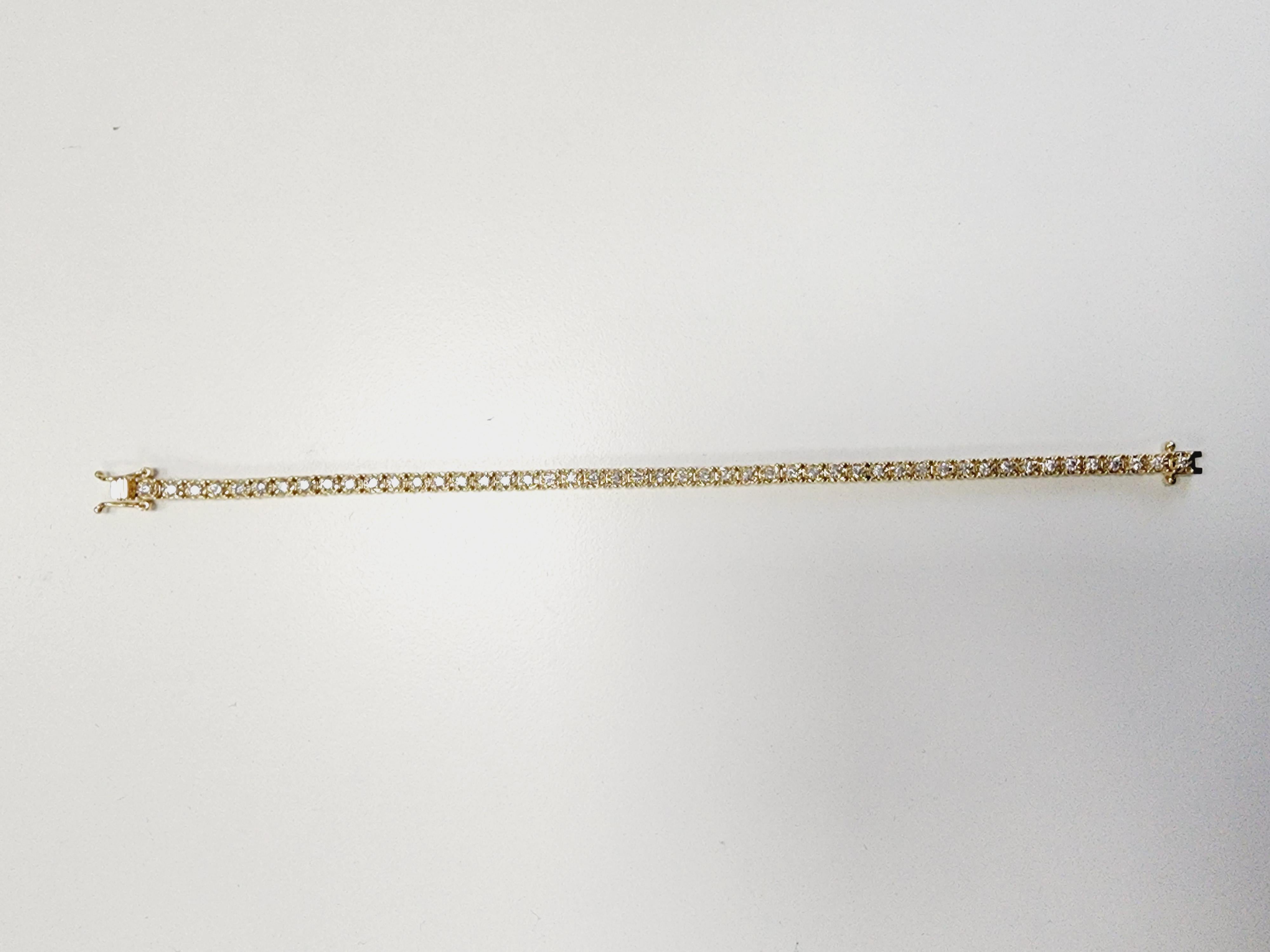 1.80 Carats Diamond Cut Miracle Illusion Tennis Bracelet 14 Karat Yellow Gold 1