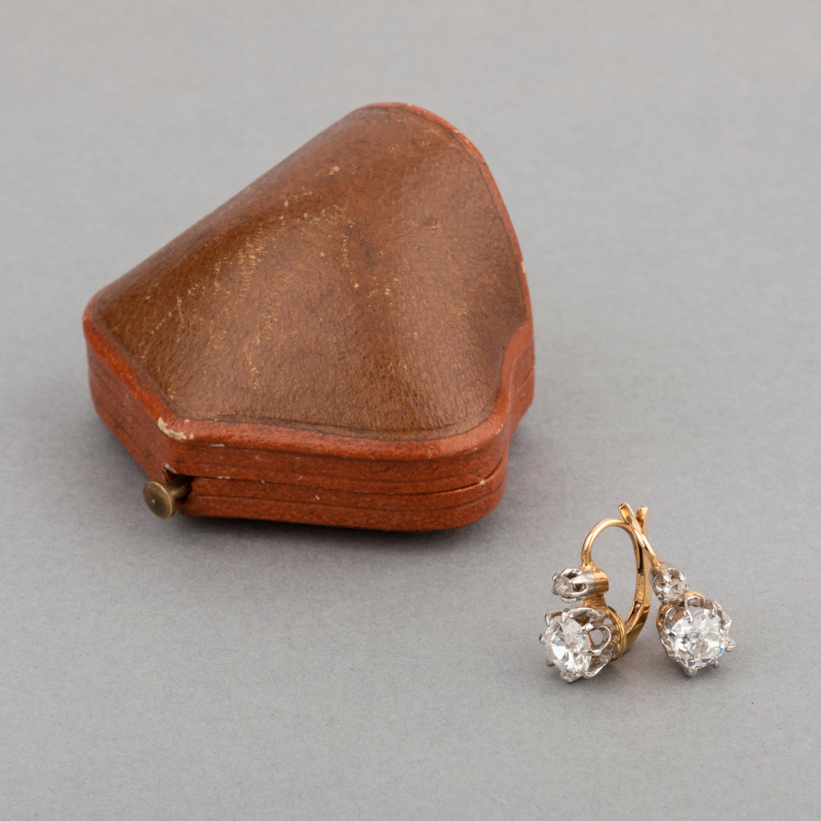 1.60 Carat Diamonds Antique Belle Époque Earrings 6