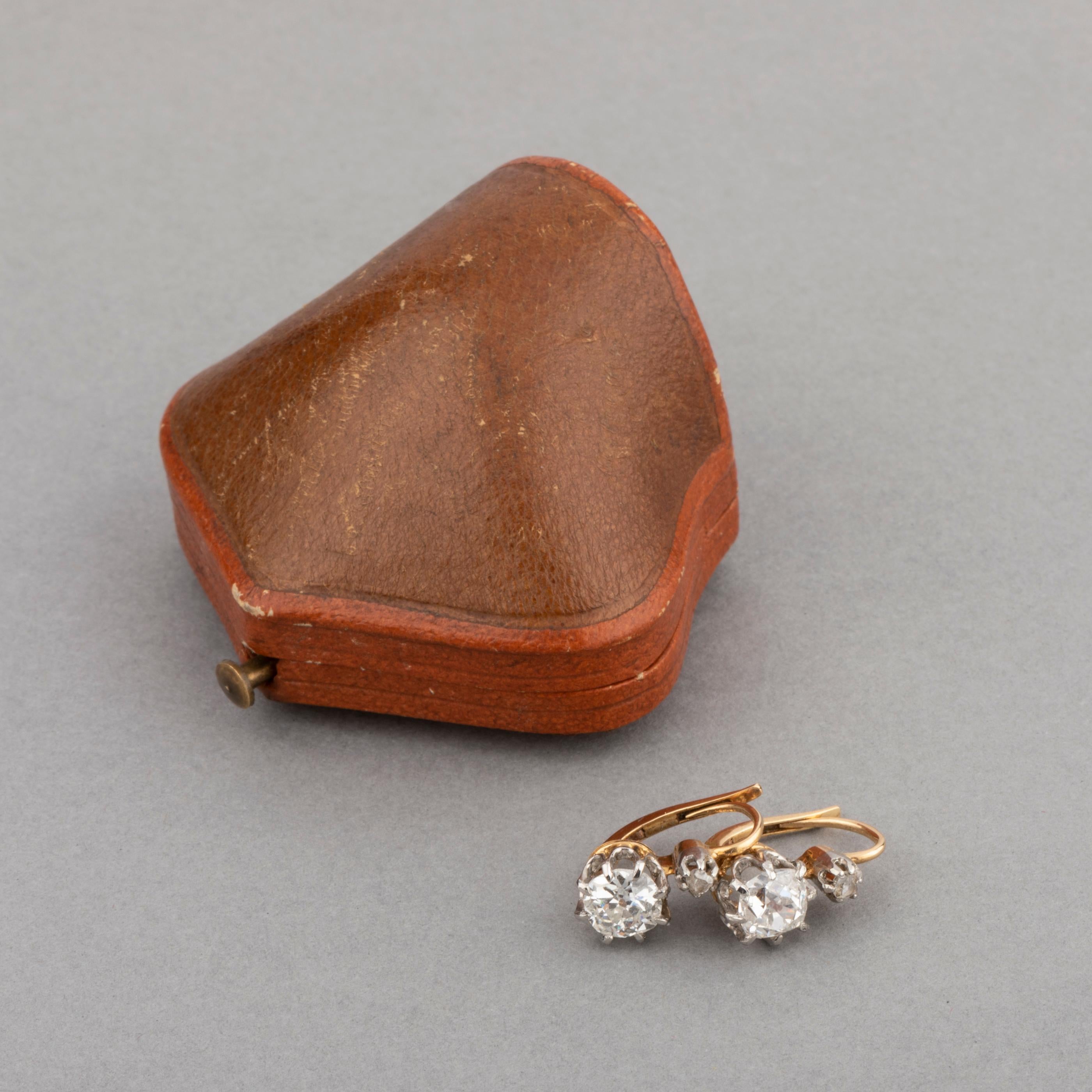 1.60 Carat Diamonds Antique Belle Époque Earrings 2