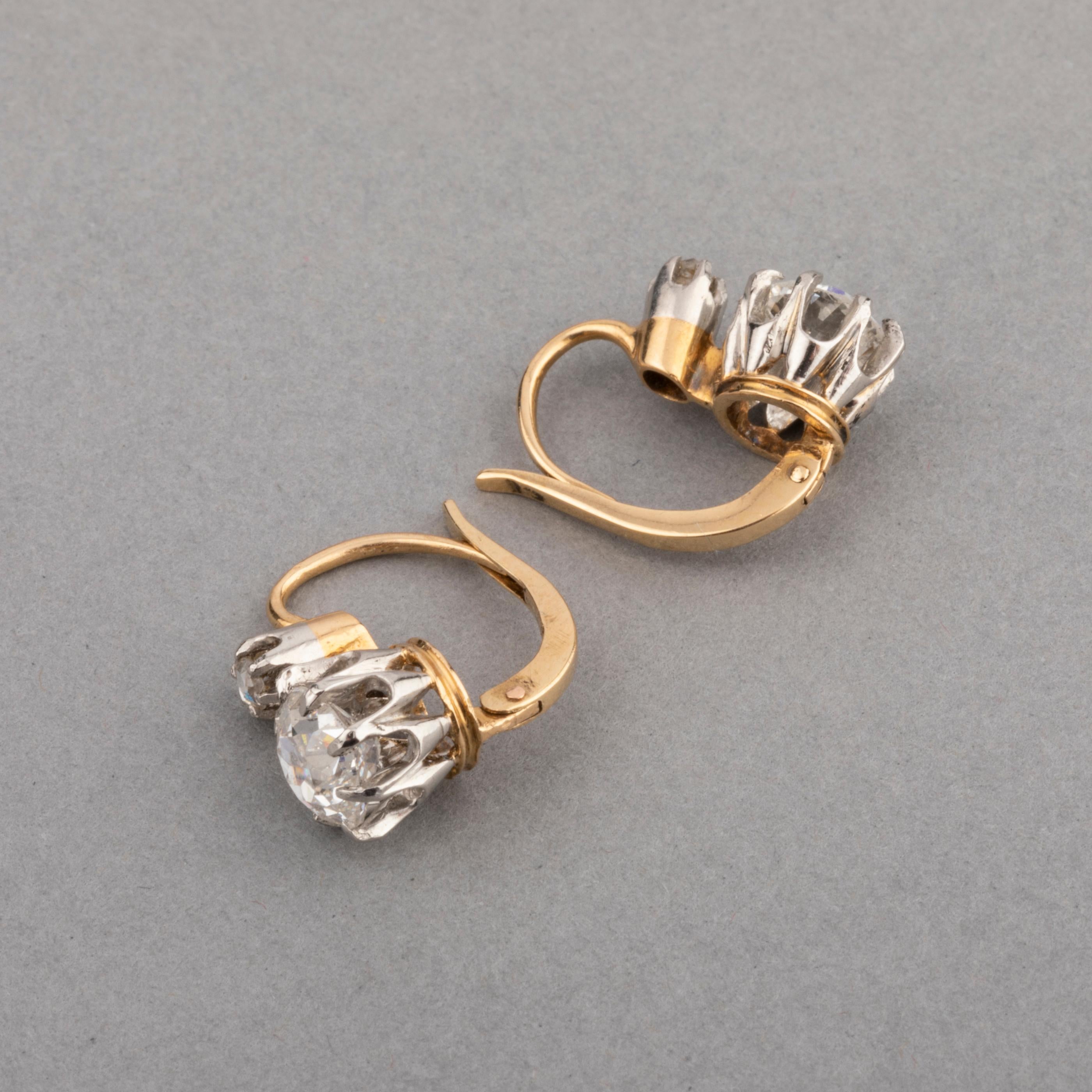 1.60 Carat Diamonds Antique Belle Époque Earrings 3