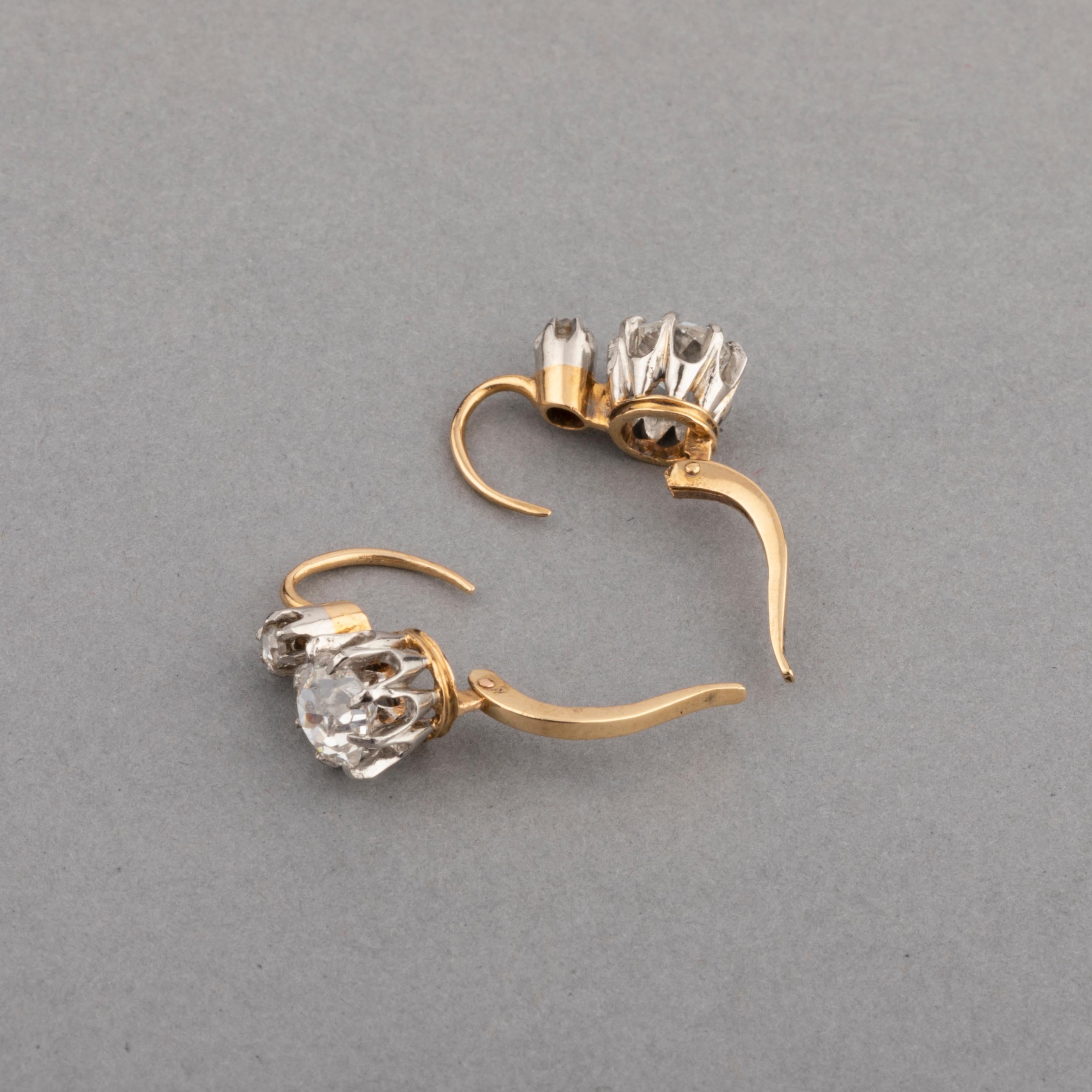 1.60 Carat Diamonds Antique Belle Époque Earrings 5