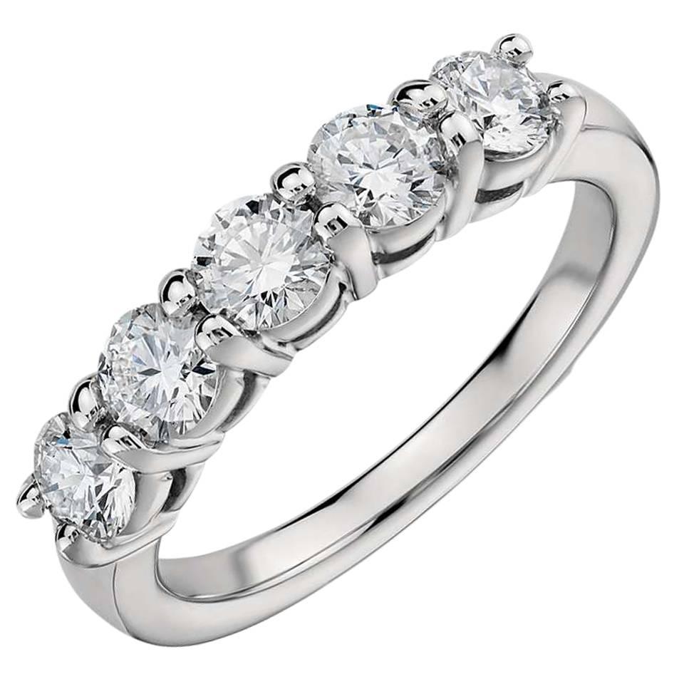 1.60 Carats Diamonds Eternal Diamond Platinum 5 Stone Ring For Sale