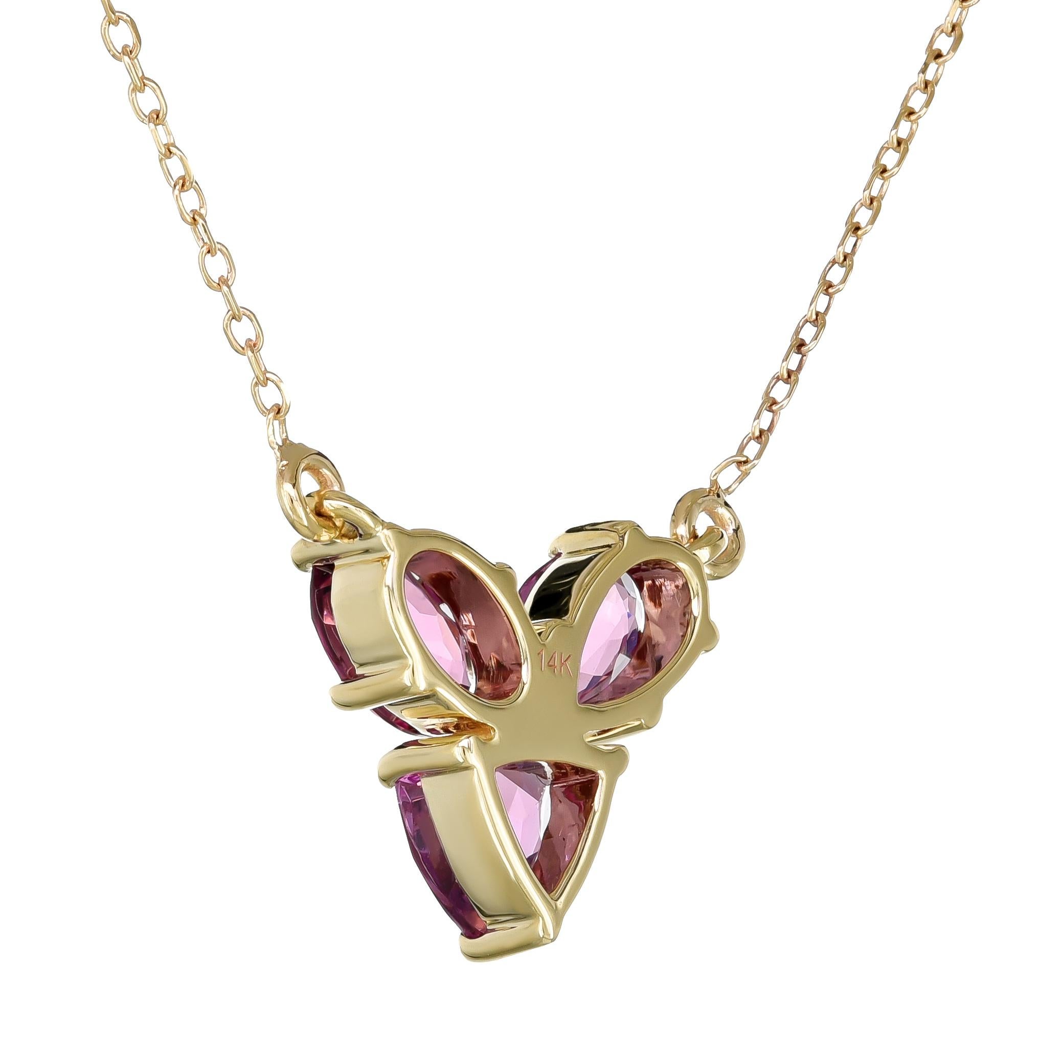 Mixed Cut Natural Purple Garnet Gemstones 1.60 carats set in 14K Yellow Gold Pendant For Sale