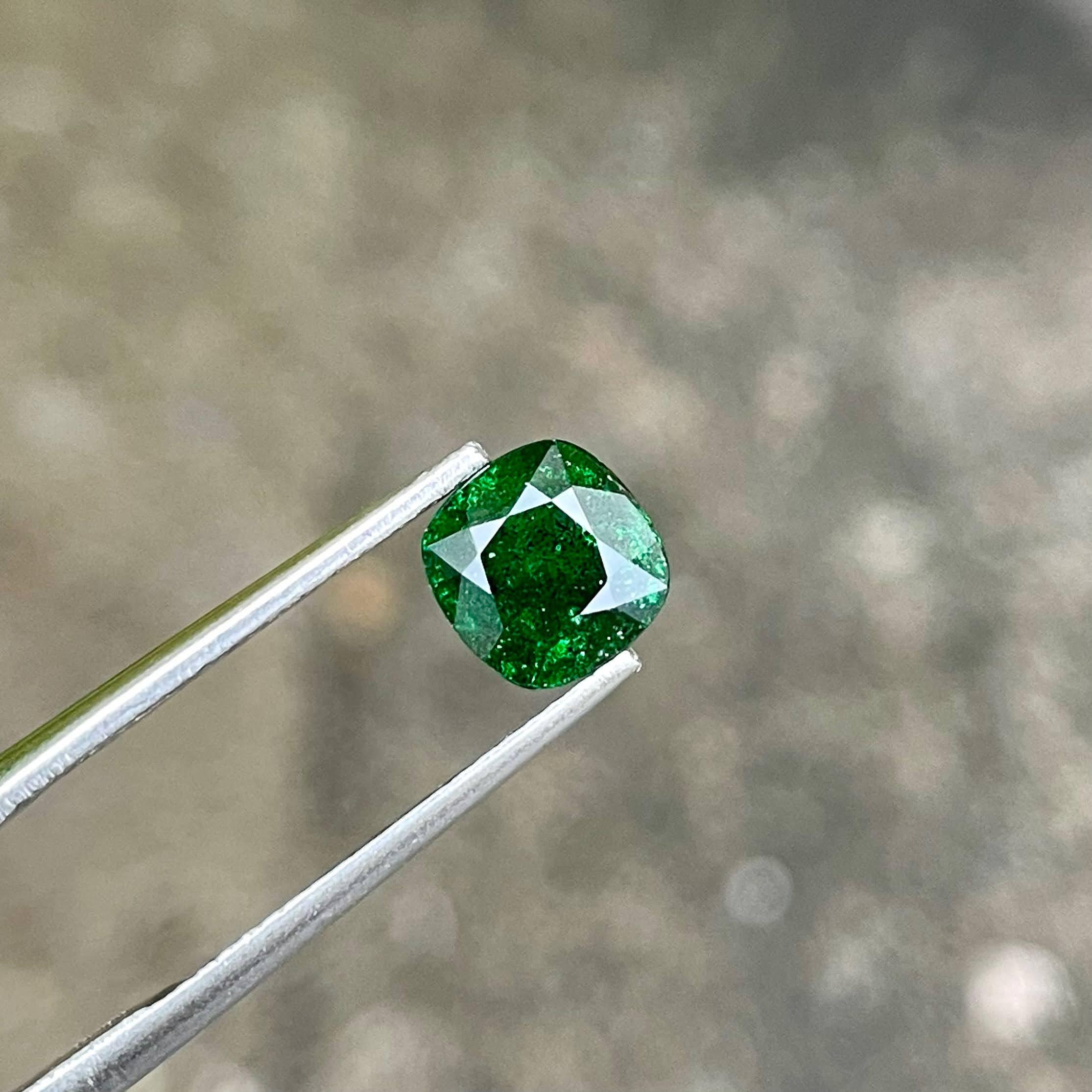 Peso 1,60 carati 
Dimensioni 6.76x6.58x4.1 mm
Trattamento nessuno 
Origine Kenya 
Chiarezza inclusa 
Forma del cuscino 
Tagliare un cuscino di fantasia 



Questo squisito Granato Tsavorite da 1,60 carati è un esempio accattivante della bellezza