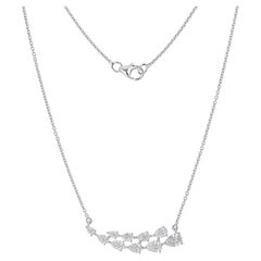 1.60 Carats Handmade Pear Diamond Curved Bar Necklace 18K White Gold